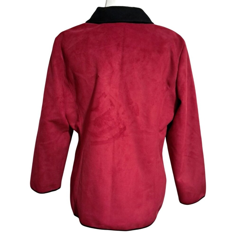 Alfred Dunner Jacket Womens 12P Crimson Faux Suede Ebony Trim NWT 90s 2000s - Picture 7 of 10